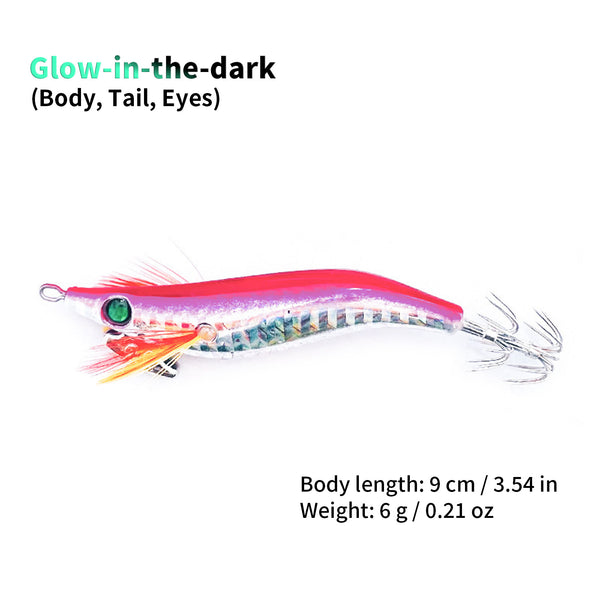 Pack for Trail Selection – Luminous EGI Squid Jig 3.5" Glow-in-the-dark