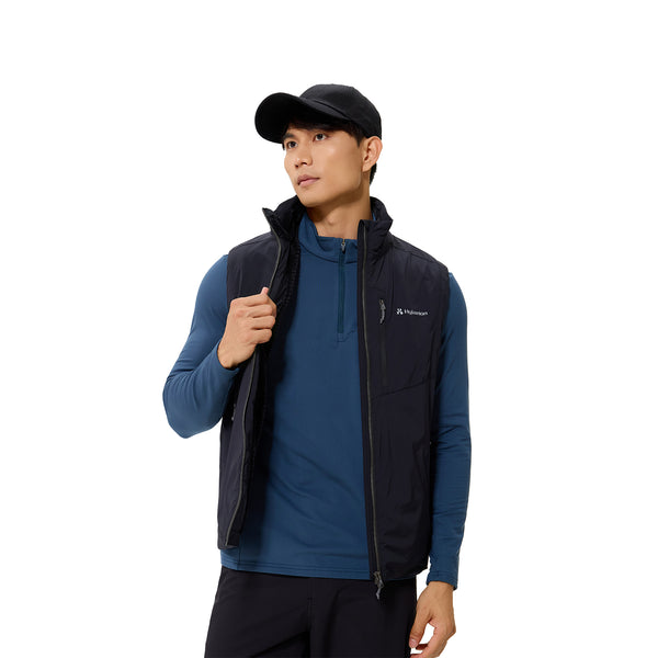 Men’s Fleece-Back Softshell Vest – Stand Neck, Water-Repellent, Trim Fit