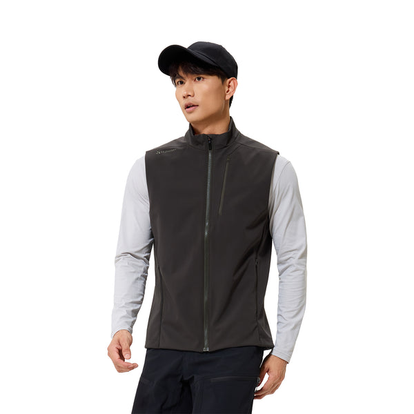 Men’s Softshell Vest – Stand-Up Collar, Articulated Fit, Zip Pockets