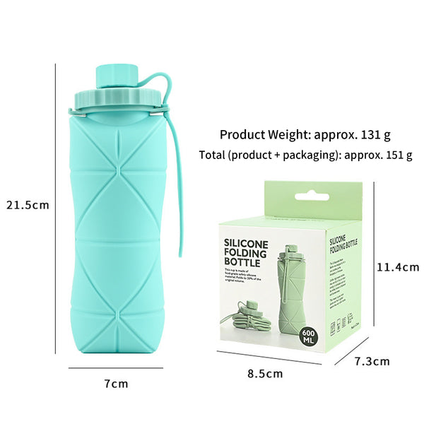 Foldable Silicone Water Bottle - Heat-Resistant & Lightweight for Outdoor